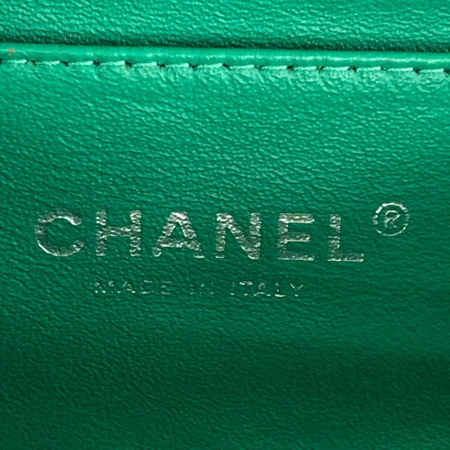 Chanel Envelope Clutch with Chains 2011 Shoulder Bag Green Patent Leather