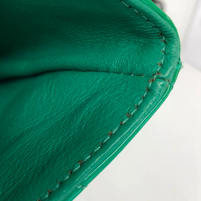 Chanel Envelope Clutch with Chains 2011 Shoulder Bag Green Patent Leather