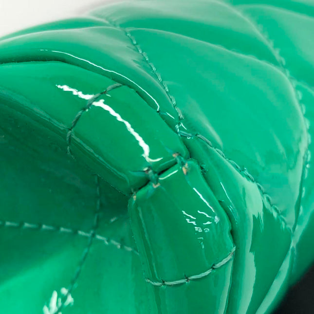 Chanel Envelope Clutch with Chains 2011 Shoulder Bag Green Patent Leather