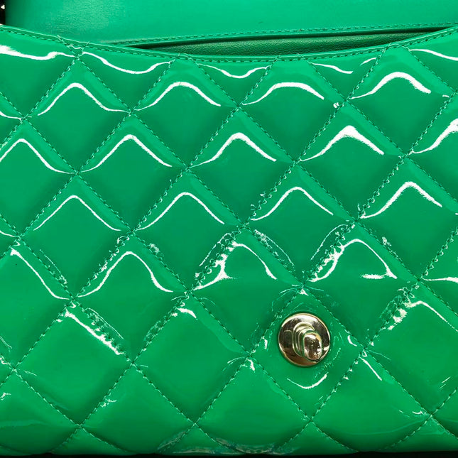 Chanel Envelope Clutch with Chains 2011 Shoulder Bag Green Patent Leather