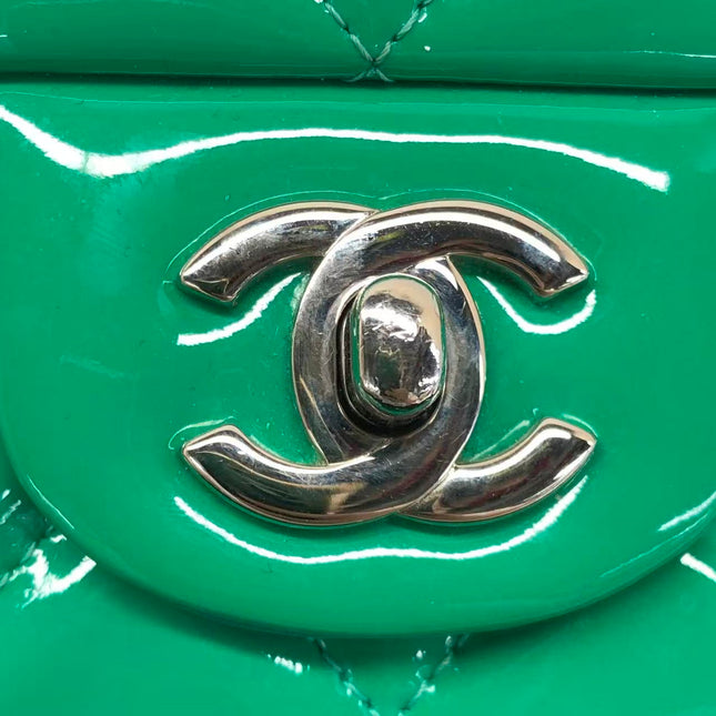 Chanel Envelope Clutch with Chains 2011 Shoulder Bag Green Patent Leather