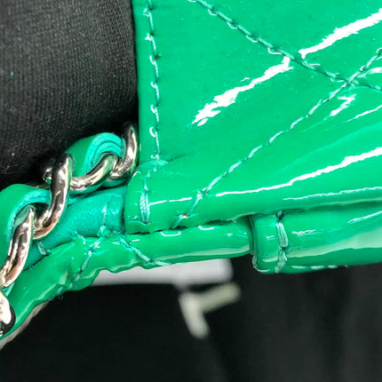 Chanel Envelope Clutch with Chains 2011 Shoulder Bag Green Patent Leather