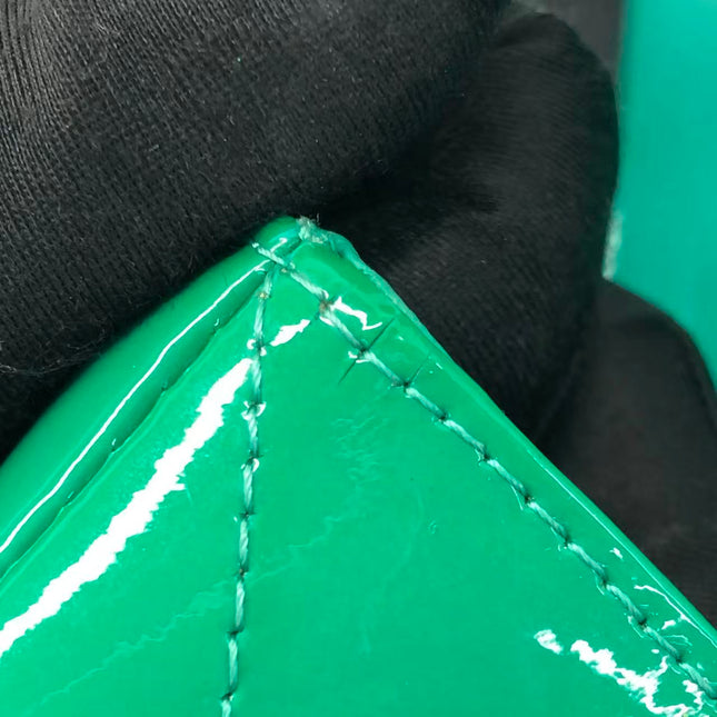 Chanel Envelope Clutch with Chains 2011 Shoulder Bag Green Patent Leather