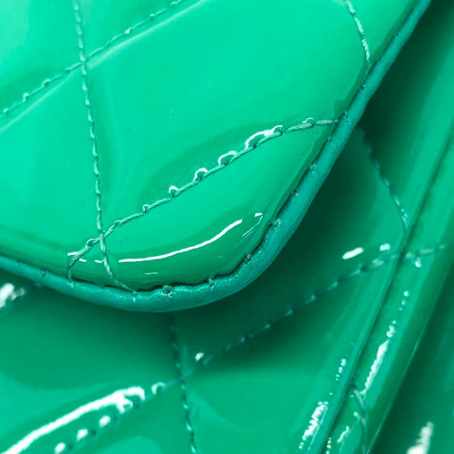 Chanel Envelope Clutch with Chains 2011 Shoulder Bag Green Patent Leather