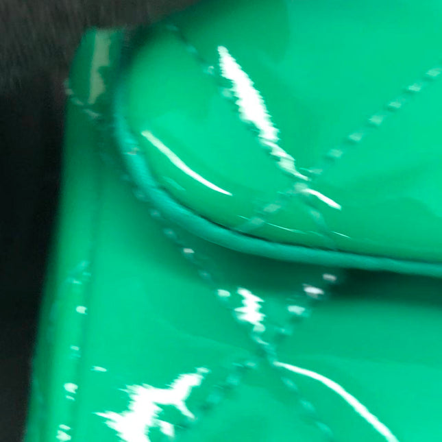 Chanel Envelope Clutch with Chains 2011 Shoulder Bag Green Patent Leather