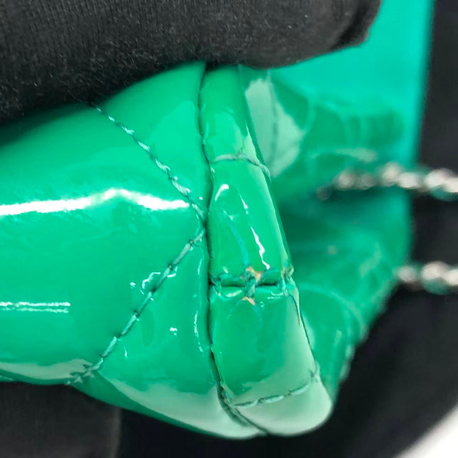 Chanel Envelope Clutch with Chains 2011 Shoulder Bag Green Patent Leather