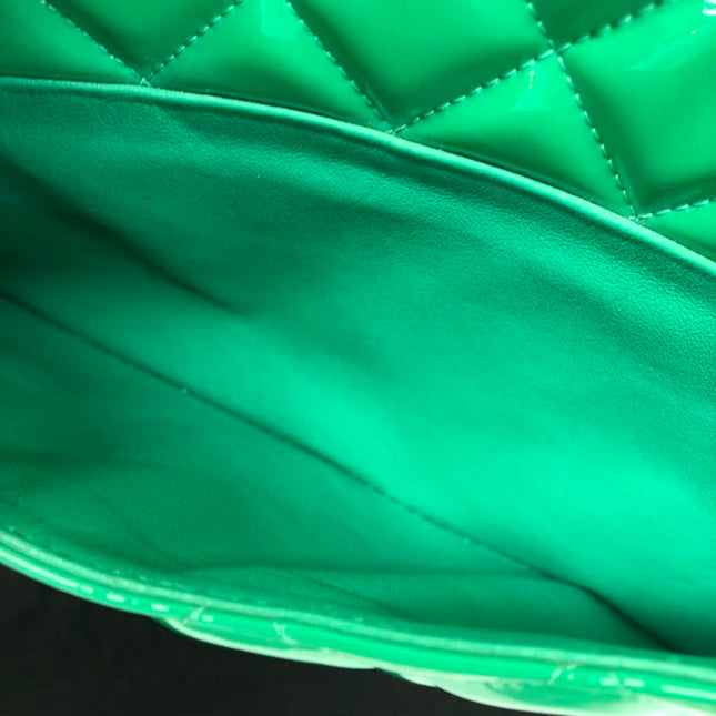 Chanel Envelope Clutch with Chains 2011 Shoulder Bag Green Patent Leather