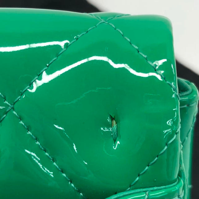 Chanel Envelope Clutch with Chains 2011 Shoulder Bag Green Patent Leather