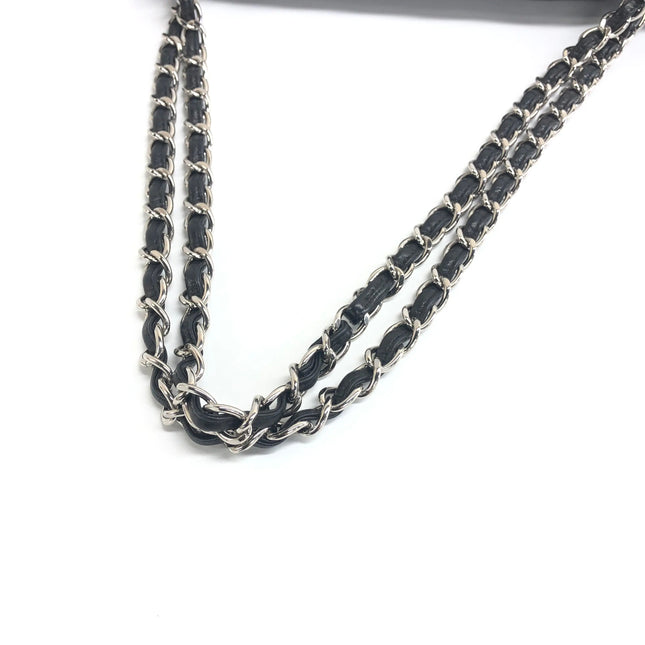 Chanel Classic Flap Maxi 2011 Black Lambskin Leather Double Flap Silver Hardware