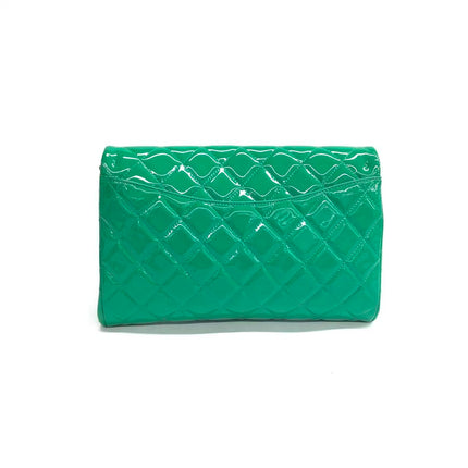 Chanel Envelope Clutch with Chains 2011 Shoulder Bag Green Patent Leather