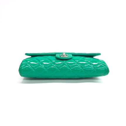Chanel Envelope Clutch with Chains 2011 Shoulder Bag Green Patent Leather