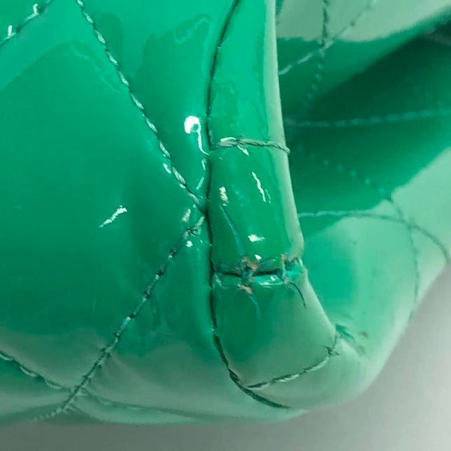 Chanel Envelope Clutch with Chains 2011 Shoulder Bag Green Patent Leather