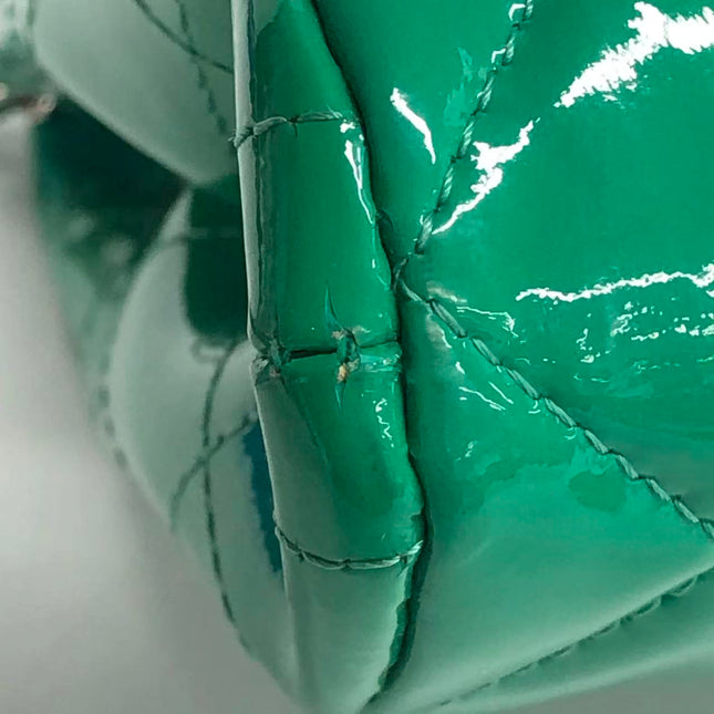 Chanel Envelope Clutch with Chains 2011 Shoulder Bag Green Patent Leather