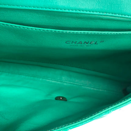 Chanel Envelope Clutch with Chains 2011 Shoulder Bag Green Patent Leather