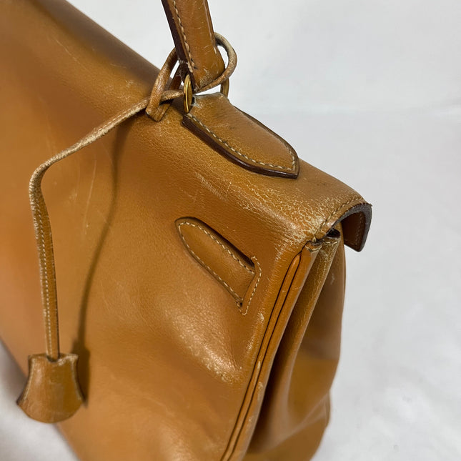 Hermes Kelly 32 Retourne 1976 Gold Box Leather Gold Hardware