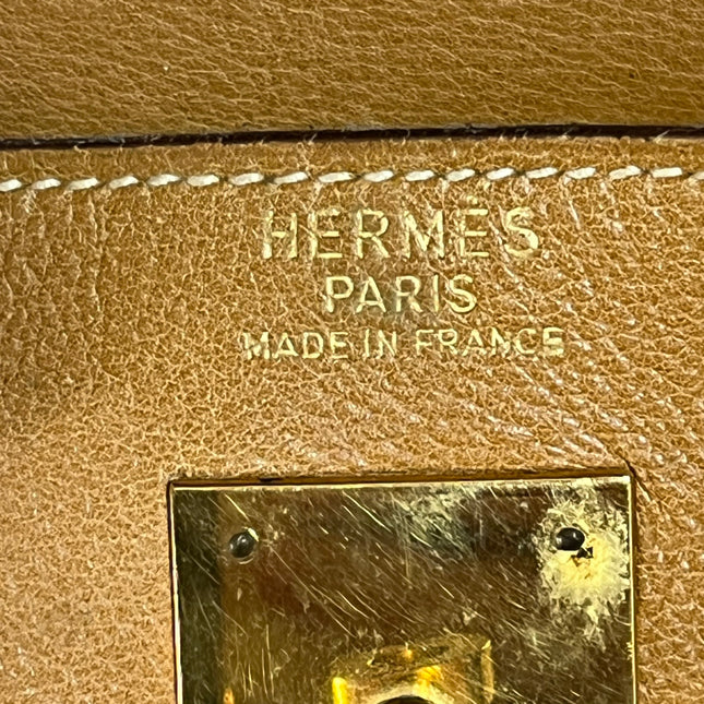 Hermes Kelly 32 Retourne 1976 Gold Box Leather Gold Hardware