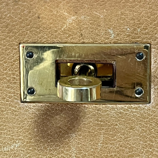 Hermes Kelly 32 Retourne 1976 Gold Box Leather Gold Hardware