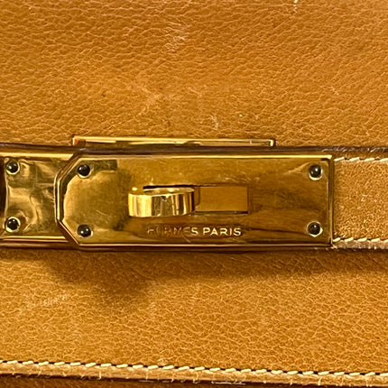 Hermès Kelly 32 Retourne 1976 Gold Box Leather Gold Hardware