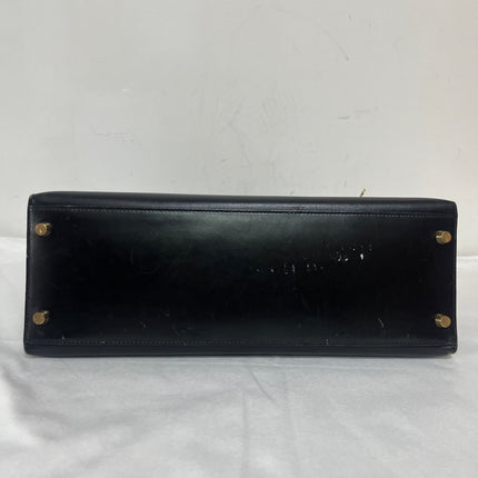 Hermès Kelly 32 Sellier Black Box Leather Gold Hardware with Strap