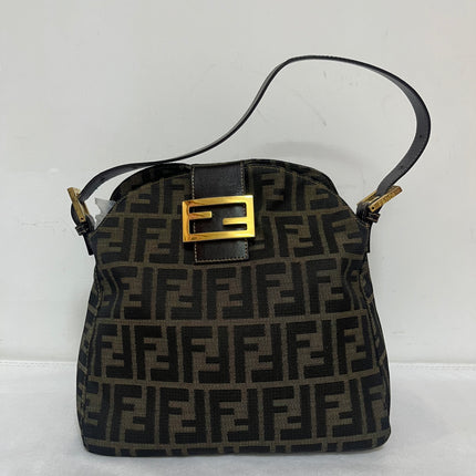 Fendi Mamma Baguette Mini Brown Zucca Print Gold Hardware