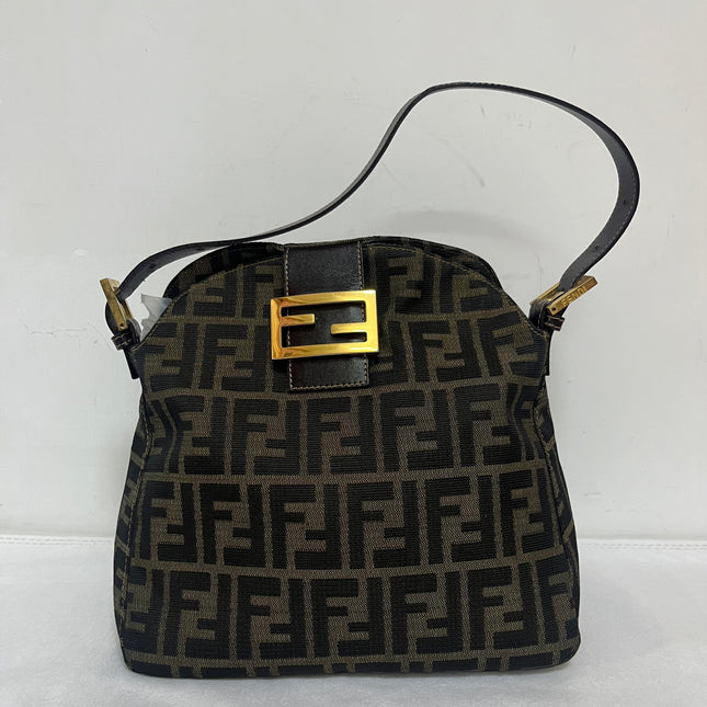 Fendi Mamma Baguette Mini Brown Zucca Print Gold Hardware