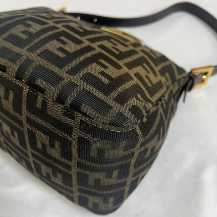 Fendi Mamma Baguette Mini Brown Zucca Print Gold Hardware