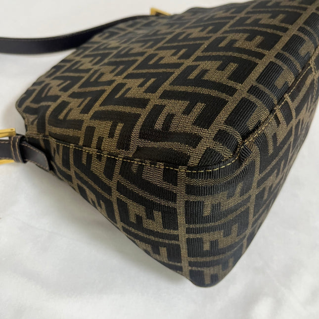 Fendi Mamma Baguette Mini Brown Zucca Print Gold Hardware