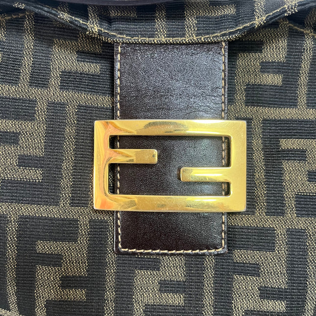 Fendi Mamma Baguette Mini Brown Zucca Print Gold Hardware