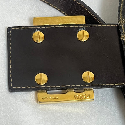 Fendi Mamma Baguette Mini Brown Zucca Print Gold Hardware