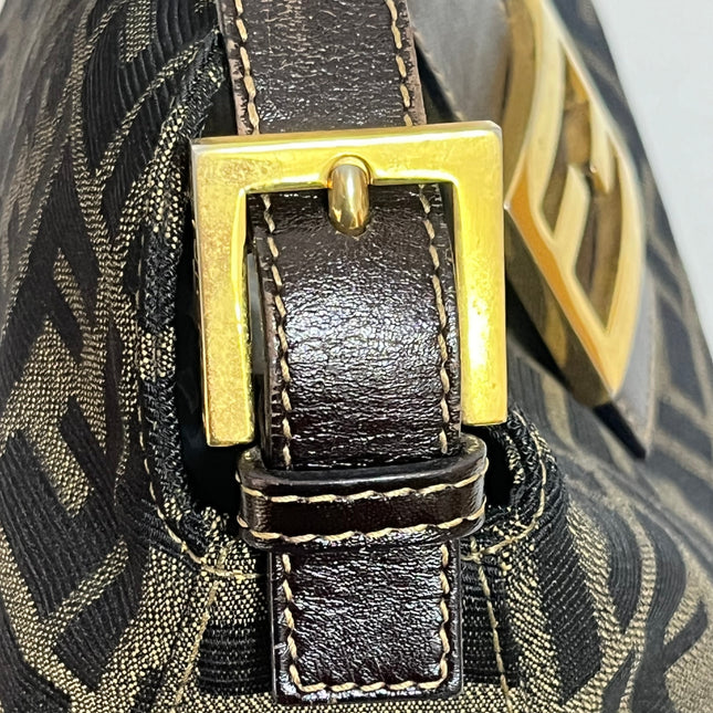 Fendi Mamma Baguette Mini Brown Zucca Print Gold Hardware