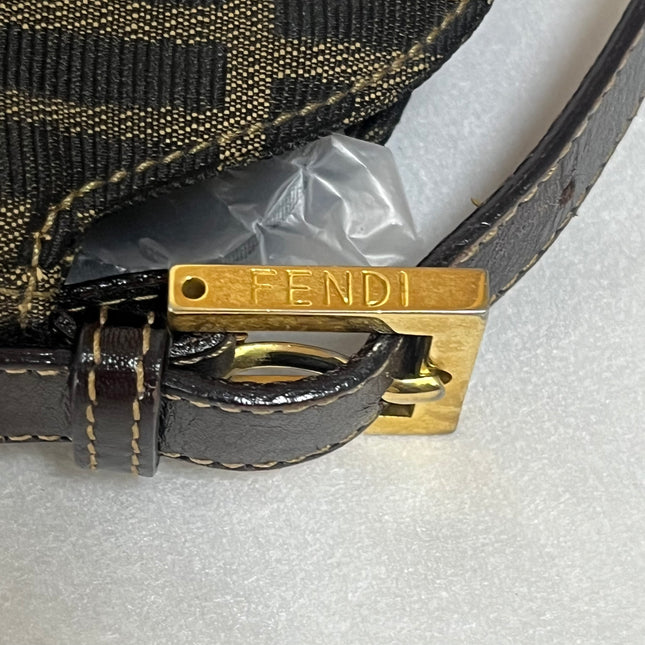 Fendi Mamma Baguette Mini Brown Zucca Print Gold Hardware