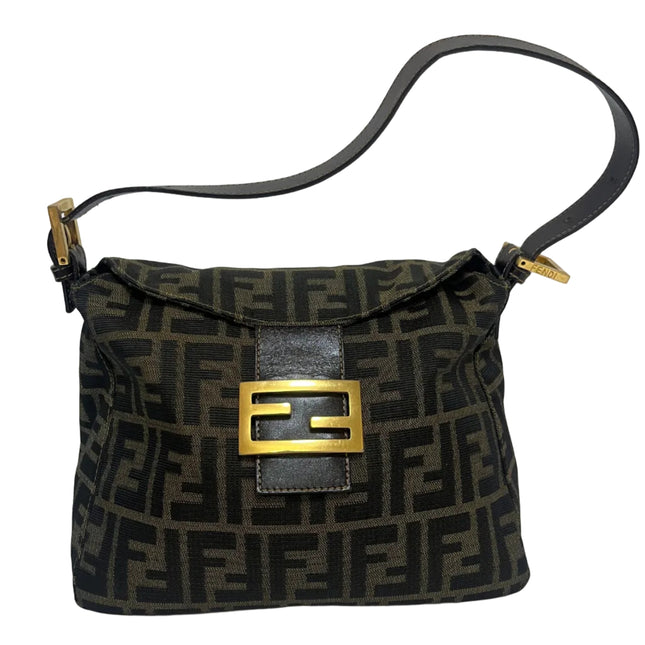 Fendi Mamma Baguette Mini Brown Zucca Print Gold Hardware-Luxbags