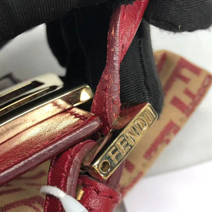 Fendi Mini Mamma Baguette Red Zucchino Print Shoulder Bag