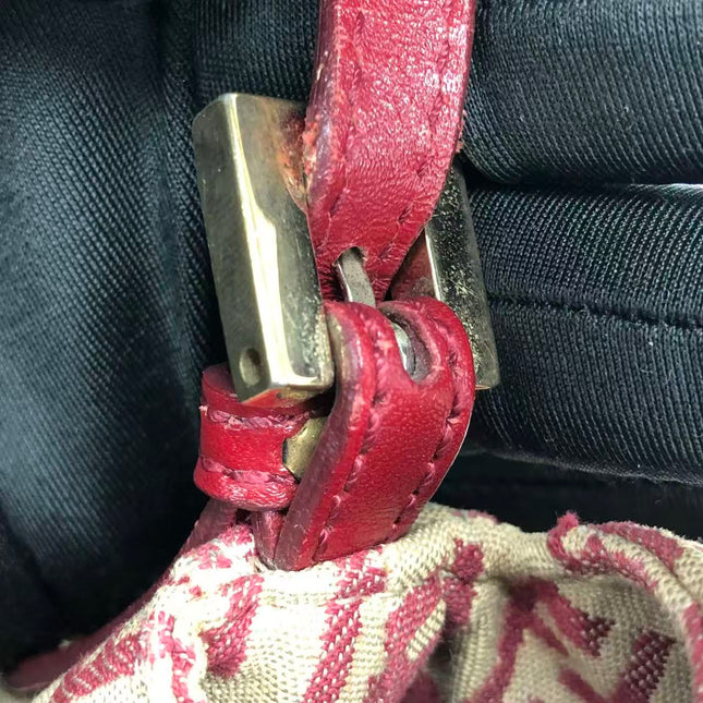 Fendi Mini Mamma Baguette Red Zucchino Print Shoulder Bag