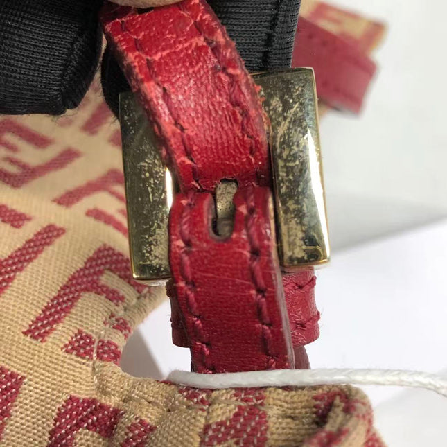 Fendi Mini Mamma Baguette Red Zucchino Print Shoulder Bag