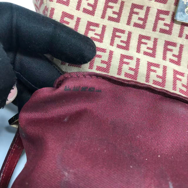 Fendi Mini Mamma Baguette Red Zucchino Print Shoulder Bag