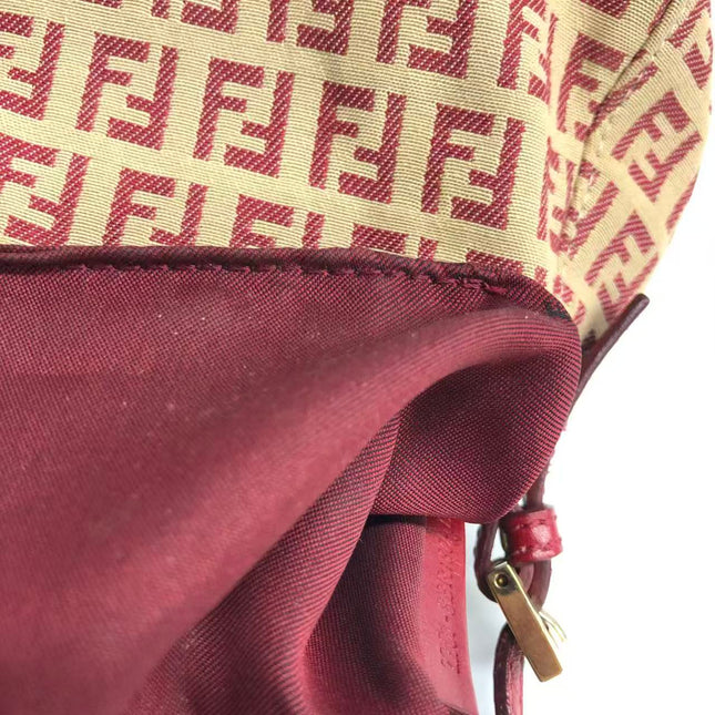 Fendi Mini Mamma Baguette Red Zucchino Print Shoulder Bag