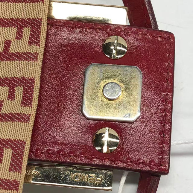 Fendi Mini Mamma Baguette Red Zucchino Print Shoulder Bag