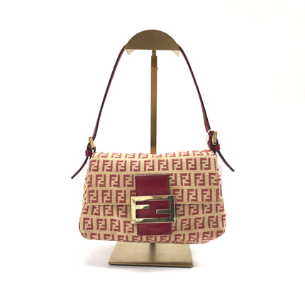 Fendi Mini Mamma Baguette Red Zucchino Print Shoulder Bag-Luxbags