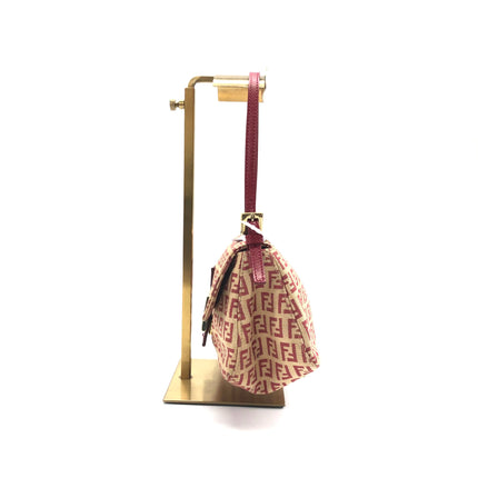 Fendi Mini Mamma Baguette Red Zucchino Print Shoulder Bag