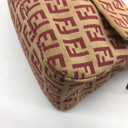 Fendi Mini Mamma Baguette Red Zucchino Print Shoulder Bag