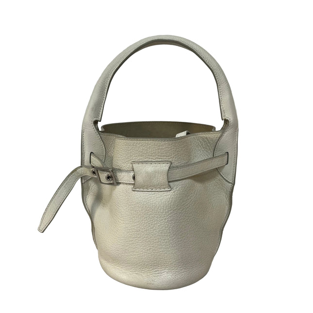 Celine Big Bag Nano White Calfskin Leather Bucket Top Handle Bag-Luxbags