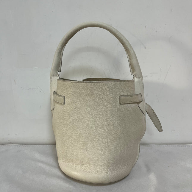 Celine Big Bag Nano White Calfskin Leather Bucket Top Handle Bag