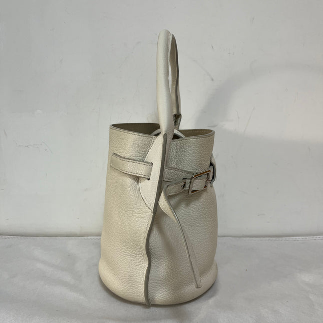 Celine Big Bag Nano White Calfskin Leather Bucket Top Handle Bag