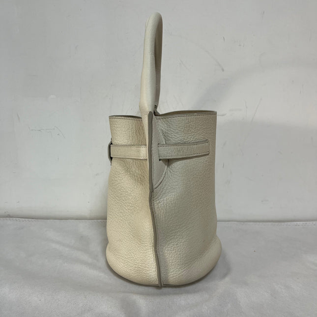 Celine Big Bag Nano White Calfskin Leather Bucket Top Handle Bag