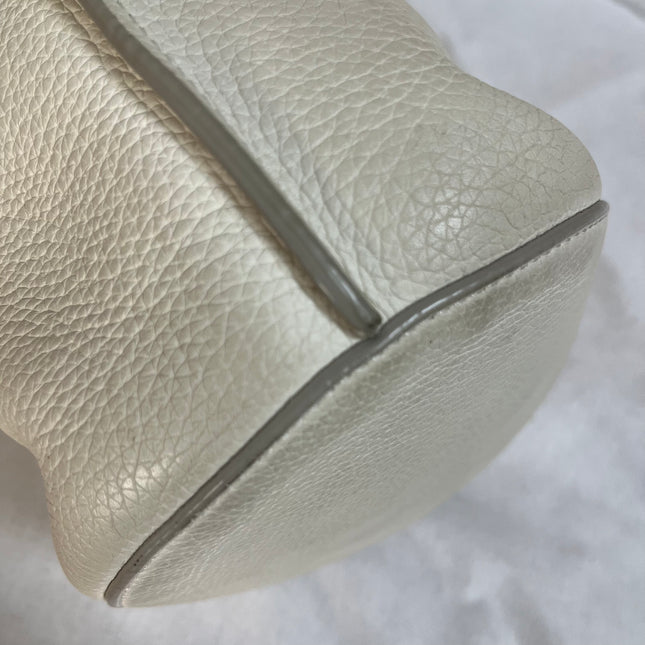 Celine Big Bag Nano White Calfskin Leather Bucket Top Handle Bag