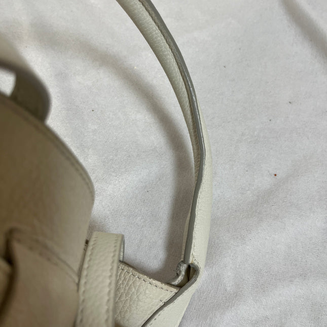 Celine Big Bag Nano White Calfskin Leather Bucket Top Handle Bag