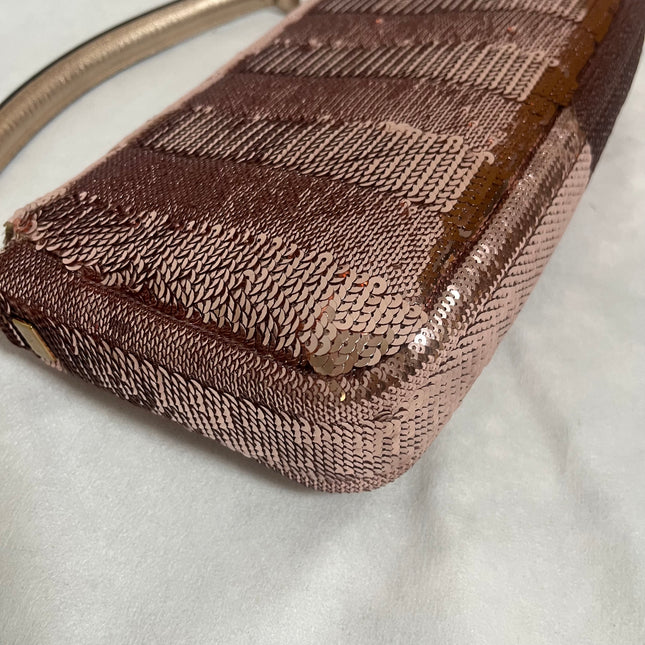 Fendi Baguette Medium Pink Glitter Sequins Valentine's Special Crossbody Bag
