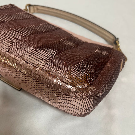 Fendi Baguette Medium Pink Glitter Sequins Valentine's Special Crossbody Bag