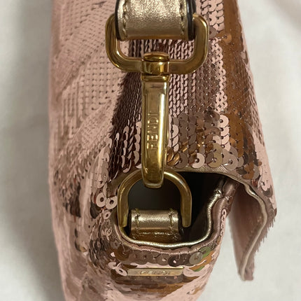 Fendi Baguette Medium Pink Glitter Sequins Valentine's Special Crossbody Bag